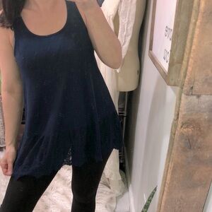 Umgee small sleeveless top with lace trim